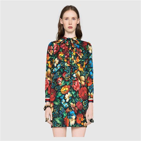 gucci floral silk dress|GUCCI® US Official Site .